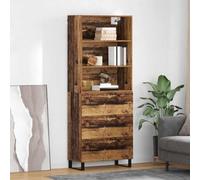 Teenpull Meuble haut avec tiroirs en bois vieilli, 180 cm de haut, buffet moderne avec espace de rangement, pieds en métal, polyvalent pour salon, salle à manger, bureau, entrée, design vintage
