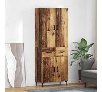 Teenpull Meuble haut mural en bois vieilli, 69,5 x 34 x 180 cm, avec tiroir et portes, étagère moderne pour salon, salle à manger, bureau, espace de rangement et étagère, buffet, commode, design
