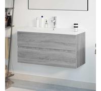 Teenpull Meuble lavabo Suspendu avec Bassin intégré en Bois d'ingénierie Sonoma Gris, Armoire de Salle de Bain avec Grand Espace de Rangement, Design Fonctionnel, Dimensions 90x38,5x45 cm