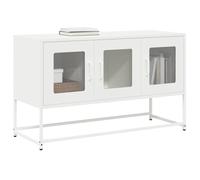 Teenpull Meuble TV Blanc en Acier laminé à Froid 100,5x39x60,5 cm, Meuble de Rangement Multifonction pour Salon, Chambre, Console TV avec Fixation Murale Stable