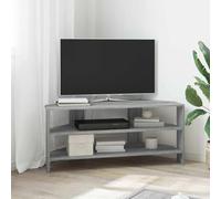 Teenpull Meuble TV d'angle en bois sonoma gris 102 x 40,5 x 45 cm avec espace de rangement et étagère pour salon, home cinéma, appareils multimédias, buffet, commode, armoire basse HiFi