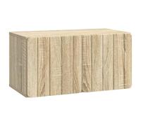 Teenpull Meuble TV mural en chêne Sonoma 59,5 x 31 x 30 cm avec 2 portes pivotantes, espace de rangement pour salon, tableau multimédia, armoire basse HiFi, commode, étagère et gestion des câbles