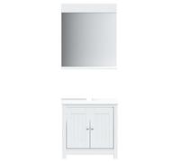 Teenpull Meubles de Salle de Bain 2 pcs Berg Blanc Bois de pin Massif Ensemble Meuble-lavabo 60x34x59 cm Miroir 60x12x70 cm Rangement spacieux Design Peu encombrant