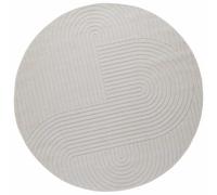 Teenpull Palmeras Tapis rond en polyester, lavable, antidérapant, pour salon, couloir, balcon et extérieur couvert, revêtement de sol doux Crème Ø 200 cm