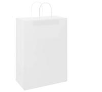 Teenpull Sacs en Papier Kraft Blanc 250 pcs 32x17x44 cm avec poignées Corde Papier pour Emballage Cadeau fête Anniversaire Mariage Noël Usage Boutique Rangement