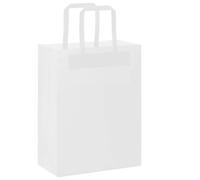 Teenpull Sacs en Papier Kraft Blanc 250 pcs avec poignées Corde 21x11x28 cm pour Emballage Cadeau fête Mariage Noël Anniversaire Usage Boutique Rangement