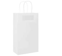 Teenpull Sacs en Papier Kraft Blanc 50 pcs avec poignées Corde 21x11x36 cm pour Emballage Cadeau fête Anniversaire Mariage Noël, Pochette Transport Rangement décoratif