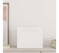 Teenpull Sacs en Papier Kraft Blanc avec poignées 32x22x24 cm, 250 pcs Sacs Cadeau pour Emballage, fête, Anniversaire, Mariage, Usage Boutique, Transport et Rangement