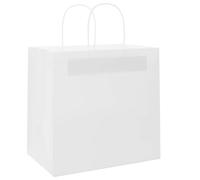 Teenpull Sacs en Papier Kraft Blanc avec poignées en Corde 26x17x25 cm 50 pièces Sacs Cadeau Emballage pour fête Anniversaire Mariage Noël Usage Boutique Rangement