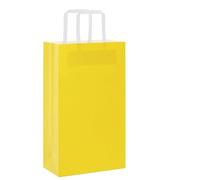Teenpull Sacs en Papier Kraft Jaune avec poignées Blanches 21x11x36 cm 250 pcs Sac Cadeau Emballage Pochette Paquet idéal fête Anniversaire Mariage Noël