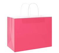 Teenpull Sacs en Papier Rose avec poignées en Corde 32x17x25 cm 250 pcs Sacs Cadeau Kraft pour Emballage fête Anniversaire Mariage Noël Usage Boutique Rangement