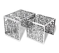 Teenpull Table auxiliaire carrée en Aluminium argenté 2 pièces Ensemble Tables Basses légères durables pour Salon Chambre Support Lampe Plante téléphone