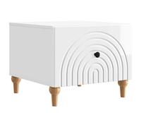 Teenpull Table basse blanche brillante en bois avec tiroir et compartiment de rangement, 49 x 50 x 40 cm, table de salon avec espace de rangement pour canapé, salon, table d'appoint pour boissons et