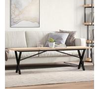 Teenpull Table Basse Cadre en X Bois de pin Massif et Acier 160x40x45,5 cm Stable et Robuste pour Salon et Salle à Manger décoration Naturelle Rustique