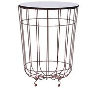 Teenpull Table basse Golden Ø 40 cm, design panier en métal, table d'appoint ronde avec espace de rangement, panneau MDF, pour salon, chambre à coucher