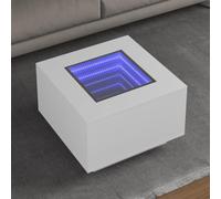 Teenpull Table Basse LED Blanc 60x60x40 cm Bois d'ingénierie avec Miroir Infini, Table d'appoint Multifonction pour Salon Chambre, Ambiance Lumineuse Personnalisable