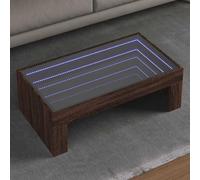 Teenpull Table Basse LED Infini chêne Marron 90x50x30 cm Bois d'ingénierie Verre avec éclairage RVB pour Salon Ambiance personnalisée Stable Durable multifonctionnelle