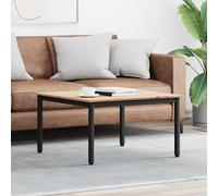 Teenpull Table Basse Naturel en Bois de pin Massif 80 x 80 x 45 cm avec Pieds en métal Robuste pour Salon Moderne et intérieur élégant