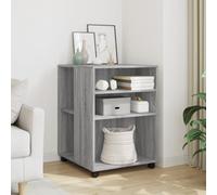 Teenpull Table d'appoint à roulettes gris Sonoma en bois 55 x 60 x 78 cm avec 2 étagères et 4 roulettes pivotantes pour salon, bureau, bureau à domicile, rangement peu encombrant
