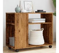 Teenpull Table d'appoint en Bois d'ingénierie Vieux Bois avec roulettes, étagères spacieuses, Multifonction pour Salon et Chambre, Facile à déplacer et Entretenir