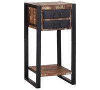 Teenpull Table d'appoint Multicolore en Bois recyclé Solide 40 x 40 x 80 cm avec Cadre en Acier et Rangement, idéale pour Salon, Chambre ou Bureau, compacte et Durable