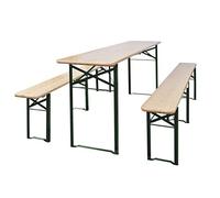 Teenpull Table de Brasserie Pliable en Bois de Sapin avec 2 bancs 220 cm Ensemble mobilier Jardin Patio Durable Cadre métallique Vert foncé Espace Gain