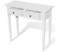 Teenpull Table de Console et Coiffeuse Blanche avec 2 tiroirs, MDF et Bois de pin, 79 x 30 x 74 cm, idéale pour Salon, Chambre, Couloir, Rangement et décoration Pratique