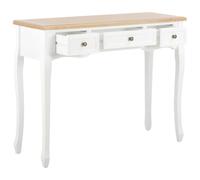 Teenpull Table de Console et Coiffeuse Blanche en MDF et Bois de pin 100x35x78 cm avec 3 tiroirs, Boutons de Fer, Fixation Murale, idéale pour Salon, Chambre et Couloir