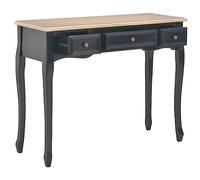 Teenpull Table de Console et Coiffeuse Noire avec 3 tiroirs en MDF et Bois de pin 100x35x78 cm pour Salon Chambre Couloir, Meuble d'appoint Fonctionnel et Gain de Place