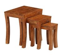 Teenpull Table gigogne 3 pièces en Bois Massif d'acacia Marron 50x35x50 cm Ensemble empilable pour Salon Chambre Tables d'appoint Chevet Finition Miel Design incurvé