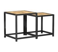 Teenpull Tables à thé 2 pcs MDF Noir et Jaune, Tables d'appoint Robustes en Acier Enduit de Poudre, Dimensions 37x37x40 cm et 33x33x35 cm, Ensemble pour Salon et Chambre