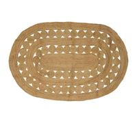Teenpull Tapis naturel en jute 152 x 245 cm, fait à la main, pour salon, chambre à coucher, accessoire d'intérieur bohème, pliable, texture chaude pour décoration moderne