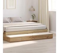Teenpull Tiroirs de lit en Bois d'ingénierie chêne Artisanal 200 x 36,5 x 16,5 cm avec 4 tiroirs, Table de Nuit Polyvalente, siège et Rangement pour Chambre Minimaliste Moderne