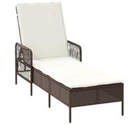 Teenpull Transat Marron et crème Blanche en polyrotin 55 x 200 x 92 cm Chaise Lounge Outdoor Dossier réglable pour Jardin terrasse Patio Confort Durable