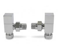 Tees Lot de valves carrées chromées pour sèche-serviettes/radiateur 15 mm (taille standard) Chauffage central et radiateurs à colonnes