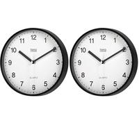 teesa Horloge Murale Analogique Universel 20 cm TSA0038B Noir (Lot de 2)
