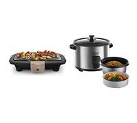 Tefal Barbecue électrique de table, Puissance 2300 W, Grillades Réussies, Grille en inox, Nettoyage Facile & Russell Hobbs Cuiseur Riz 1,8L, Arrêt Automatique, Maintien au Chaud - 19750-56
