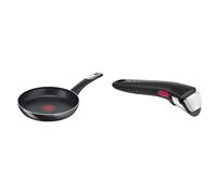Tefal C38804 Poêle à frire en titane dur Essential, 24 cm, revêtement anti-adhésif & Ingenio Poignée amovible noire, Empilable, Verrouillage sécurité 3 points