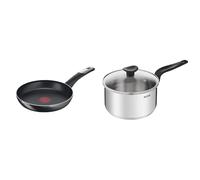 Tefal C38806 Hard Titanium Essential Poêle à frire 28 cm | Revêtement antiadhésif & PRIMARY casserole inox 20 cm / 3 L + CV