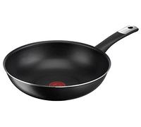 Tefal C38819 Hard Titanium Essential Poêle wok 28 cm | Revêtement antiadhésif avec particules de titane | Indicateur de température | Passe au lave-vaisselle | Fabriqué en France | Noir