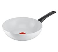 Tefal C41719 Ceramic Control Poêle wok 28 cm | Joint céramique sûr | Indicateur de température de signal thermique | Nettoyage facile | Compatible induction | Blanc