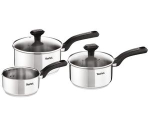 Tefal Comfort Max C973S3, Batterie de cuisine, Acier inoxydable, Acier inoxydable, Sans revêtement, Noir, Silicone