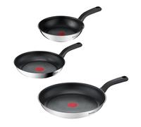 Tefal - Comfort Max Poêle Lot de 3 poêles 20 24 et - 28 cm - Inox | Poêle antiadhésif avec revêtement Titanium - Indicateur Thermo-Signal - Base Thermo-Fusion pour cuisson rapide et homogène
