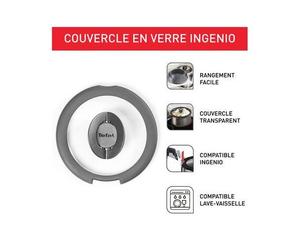 Tefal - Couvercle Ø18 Cm Ingenio En Verre - Noir