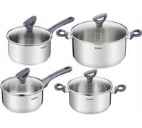 Tefal Daily Cook G712S855, ensemble de cuisine, acier inoxydable, acier inoxydable, acier inoxydable, gris, verre