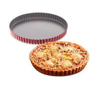 Tefal 1641514 Delibake Moule à Tarte 28 cm à Fond Amovible Acier Rouge Carbone