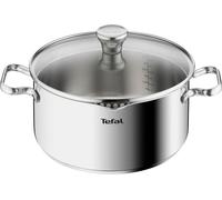 Tefal Duetto Casserole 24 cm A70546, Rond, Acier inoxydable, Acier inoxydable, Céramique, Gaz, Halogène, Induction, Plaque vitrifiée