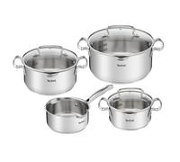 Tefal Duetto+ G719S735 : Ensemble 7 pièces Acier Inox - 3 Casseroles (16, 20, 24 cm) avec Couvercles Inox - Compatible Induction, Gaz, Electrique, Four 250°C
