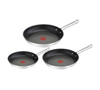 Tefal - Duetto Lot de 3 poêles Induction Acier Inoxydable 20, 24 et 28 cm | Lot casseroles et poêles induction avec Thermo-Spot pour une saisie parfaite - Revêtement antiadhésif
