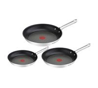 Tefal Lot de 3 poêles Duetto A704S363 – Induction, inox, antiadhésif, Thermo-Spot – 20/24/28 cm